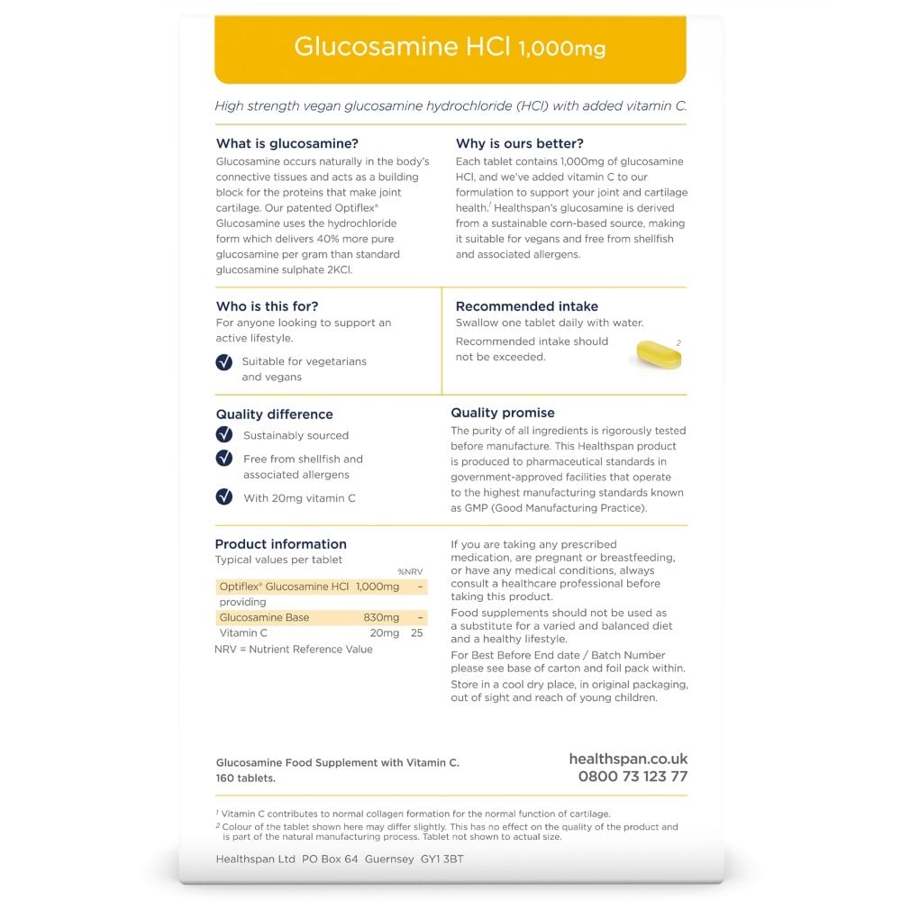 Healthspan Optiflex Glucosamine HCI 1000mg with Vitamin C 160 Tablets