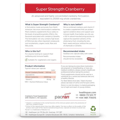 Healthspan Super Strength Cranberry 25,000mg 60 Capsules