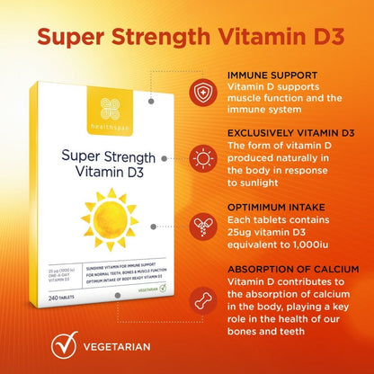 Healthspan Super Strength Vitamin D3 1,000iµ 240 Tablets