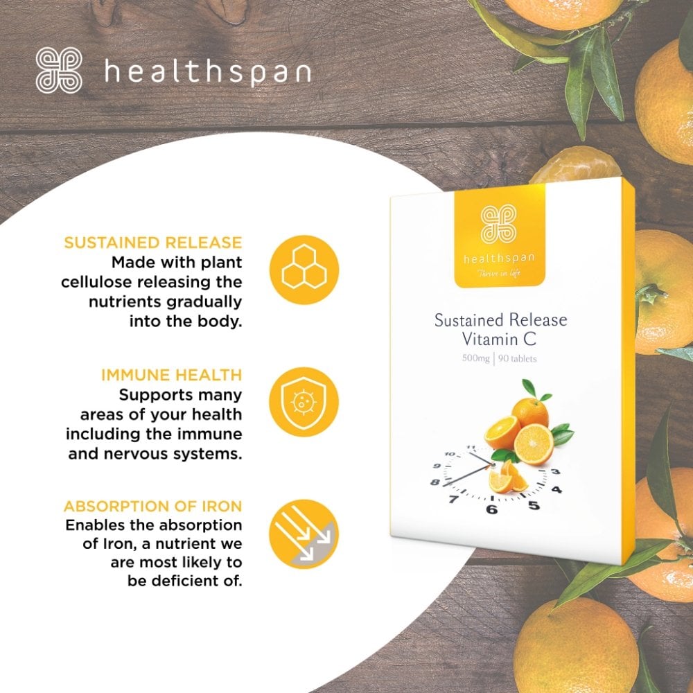 Healthspan Vitamin C Sustained Release 500mg 90 Tablets
