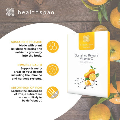 Healthspan Vitamin C Sustained Release 500mg 90 Tablets
