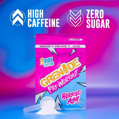 Grenade High Caffeine Zero Sugar Pre-Workout Powder Berried Alive 330g