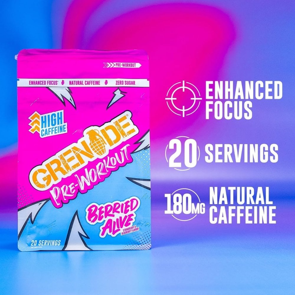 Grenade High Caffeine Zero Sugar Pre-Workout Powder Berried Alive 330g