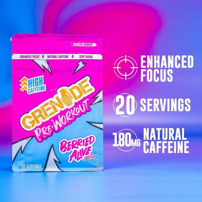 Grenade High Caffeine Zero Sugar Pre-Workout Powder Berried Alive 330g