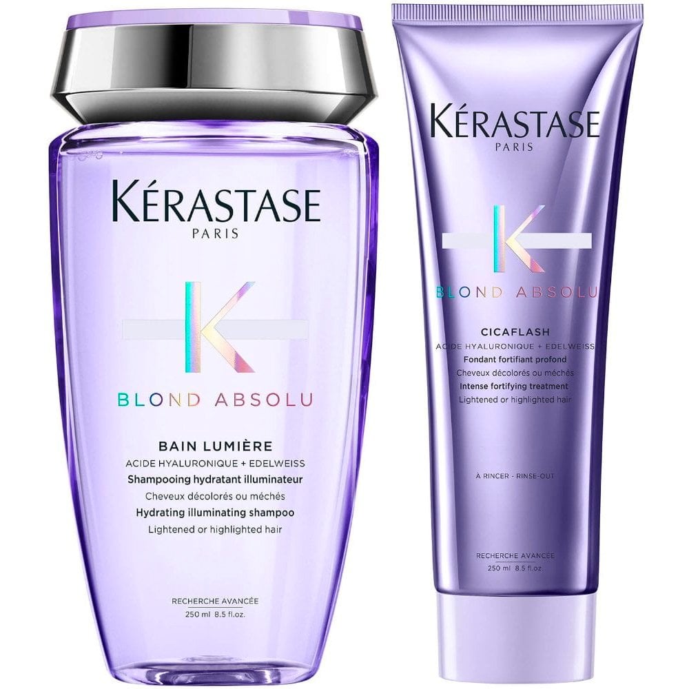 Kérastase Blond Absolu Bain Lumiere Hydrating Illuminating Shampoo 250ml & Cicaflash Treatment 250ml Twin