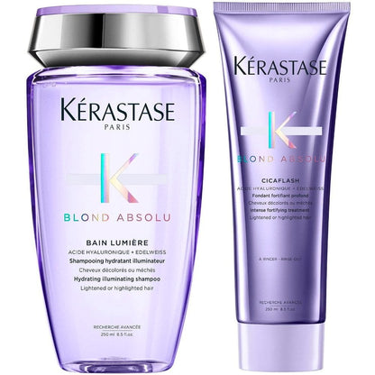 Kérastase Blond Absolu Bain Lumiere Hydrating Illuminating Shampoo 250ml & Cicaflash Treatment 250ml Twin