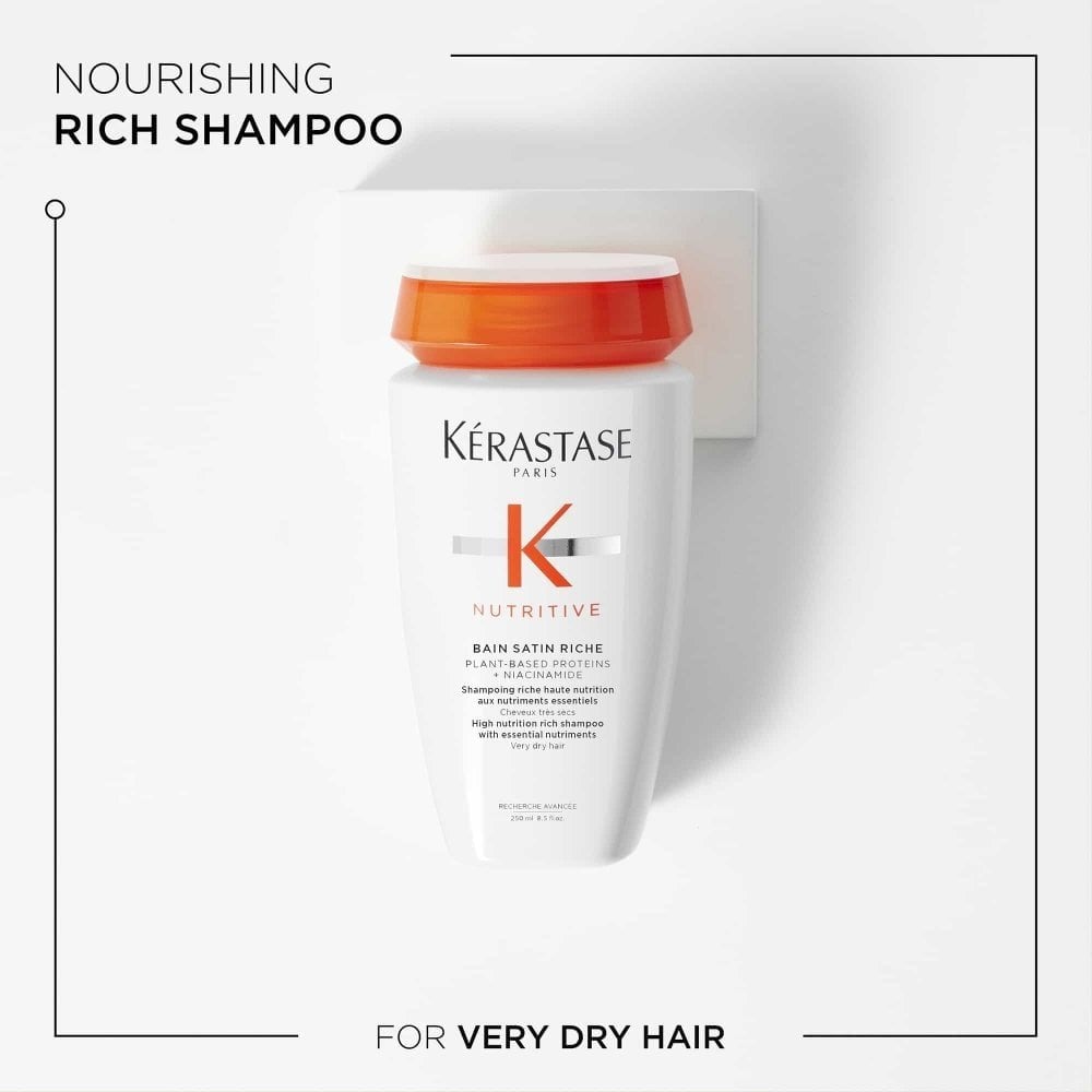 Kérastase Nutritive Bain Satin Riche High Nutrition Rich Shampoo 250ml & Nutritive Lait Vital High Nutrition Ultra-Light Conditioner 200ml Twin