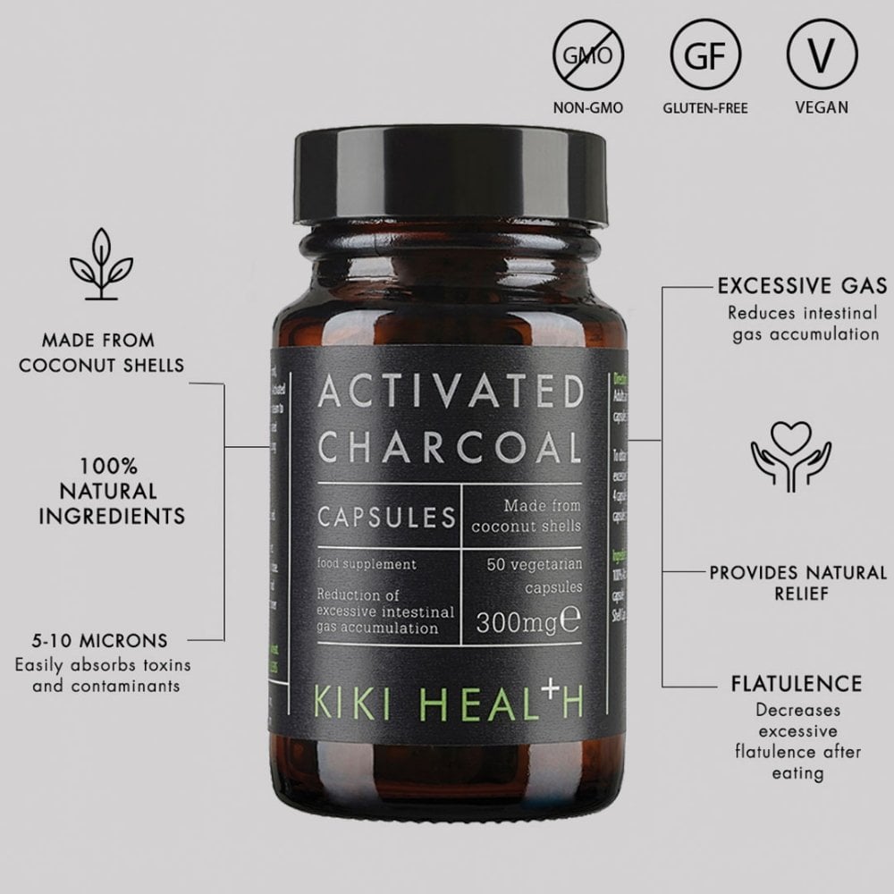 Kiki Health Activated Charcoal 50 Vegicaps
