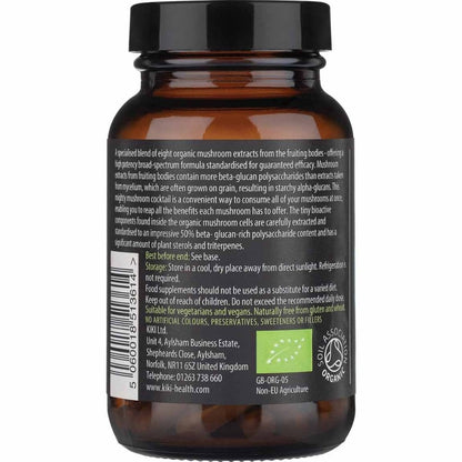 Kiki Health Organic Multi-Mushroom 8 Extract Blend 60 Vegicaps
