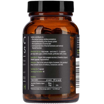 Kiki Health Organic Raw Irish Sea Moss Chondrus Crispus 500mg Food Supplement 90 Vegicaps