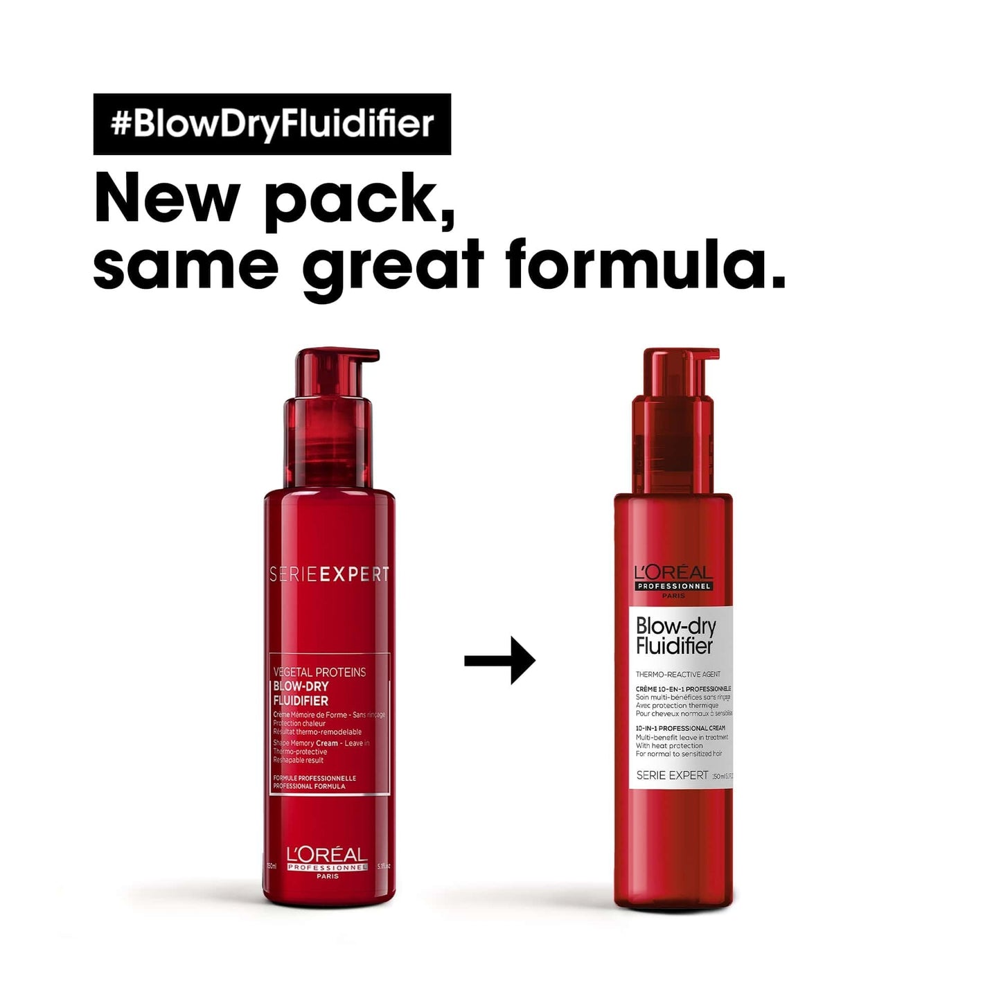 L'Oreal Professionnel Serie Expert Blow-Dry Fluidifier 10-in-1 Multi-Benefit Thermo-Reactive Leave-In Treatment Cream 150ml
