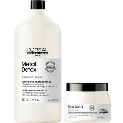 L'Oreal Professionnel Serie Expert Metal Detox Anti-Metal Cleansing Cream Shampoo 1500ml & Mask 500ml Twin