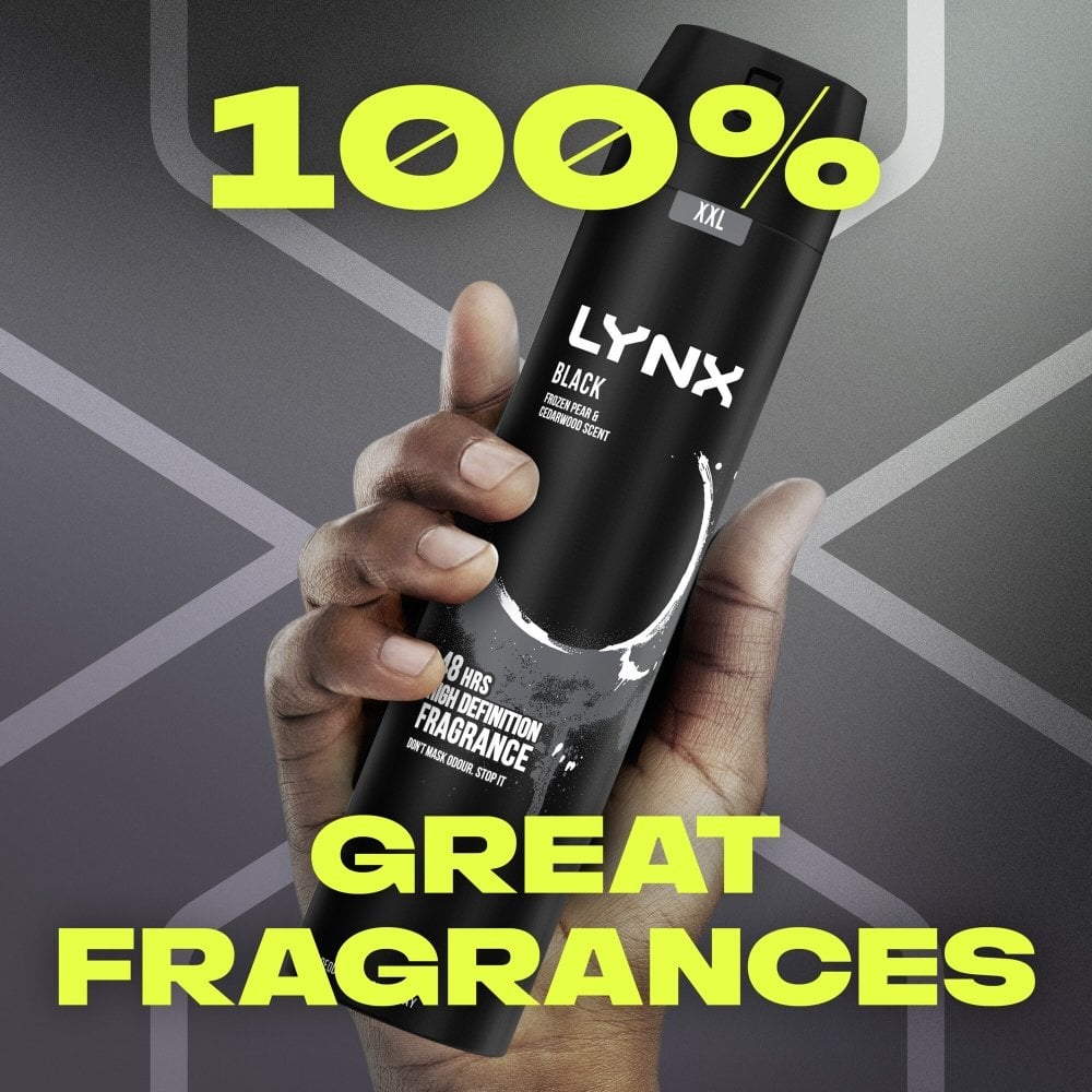 Lynx XXL Black 48h Frozen Pear & Cedarwood Deodorant Body Spray 250ml