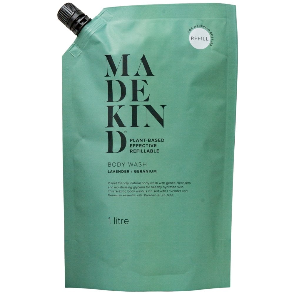 MadeKind Eco Friendly Natural Body Wash Refill with Lavender & Geranium Oils 1000ml