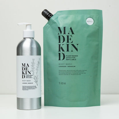 MadeKind Eco Friendly Natural Body Wash Refill with Lavender & Geranium Oils 1000ml