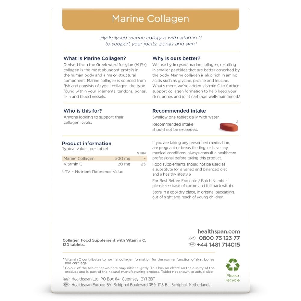 Healthspan Marine Collagen 500mg 120 Tablets