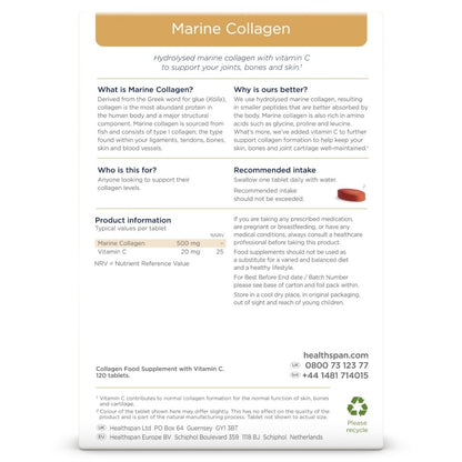 Healthspan Marine Collagen 500mg 120 Tablets