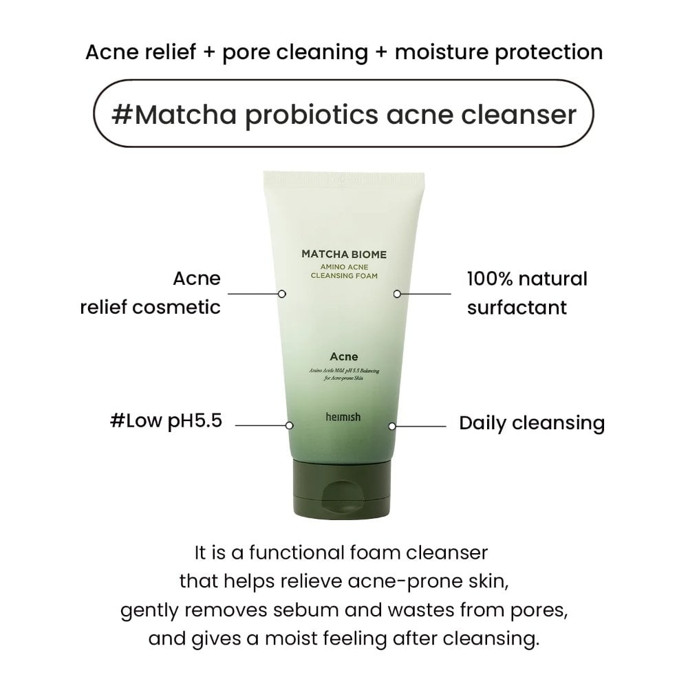 Heimish Matcha Biome Amino Acne Balancing pH 5.5 Cleansing Foam 150ml