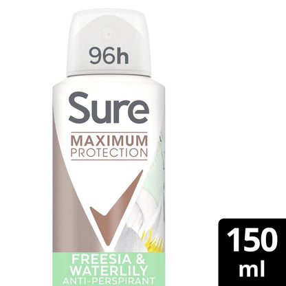Sure Maximum Protection 96h Freesia & Water Lily Anti-Perspirant Deodorant Spray 150ml