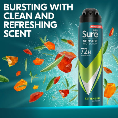 Sure Men Nonstop Protection 72h Extreme Dry Anti-Perspirant Deodorant Spray 250ml