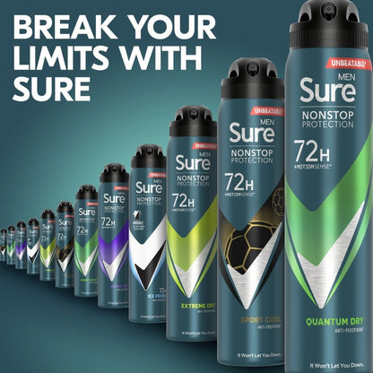Sure Men Nonstop Protection 72h Quantum Dry Anti-Perspirant Deodorant Spray 250ml