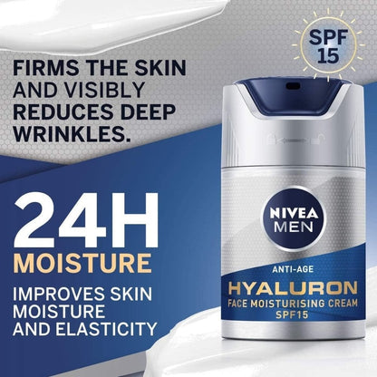 Nivea Men Anti-Age Hyaluron Face Moisturising Cream SPF15 50ml