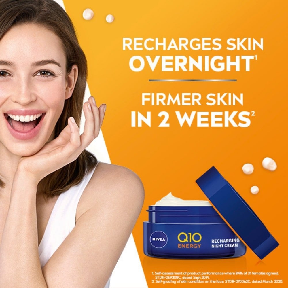 Nivea Q10 Energy Recharging Night Cream Face Moisturiser 50ml