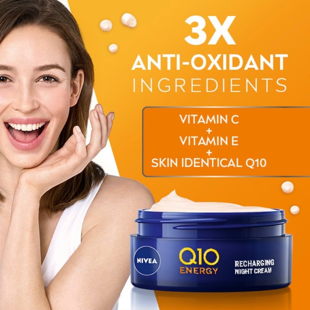 Nivea Q10 Energy Recharging Night Cream Face Moisturiser 50ml