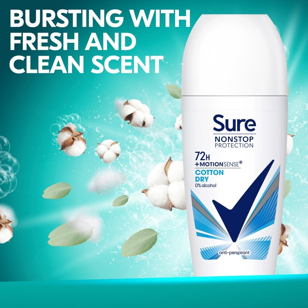 Sure Nonstop Protection 72h Cotton Dry Anti-Perspirant Deodorant Roll-On 50ml