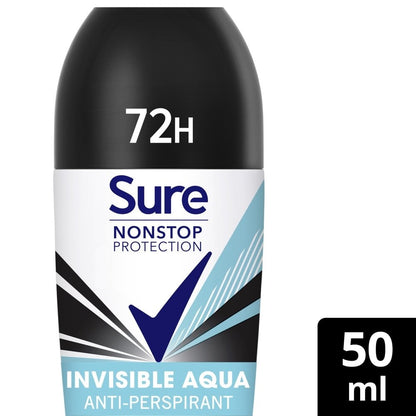 Sure Nonstop Protection 72h Invisible Aqua Anti-Perspirant Deodorant Roll-On 50ml