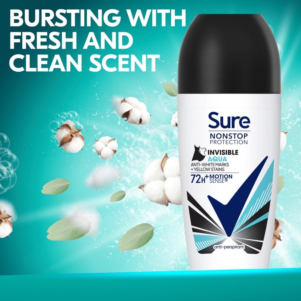 Sure Nonstop Protection 72h Invisible Aqua Anti-Perspirant Deodorant Roll-On 50ml