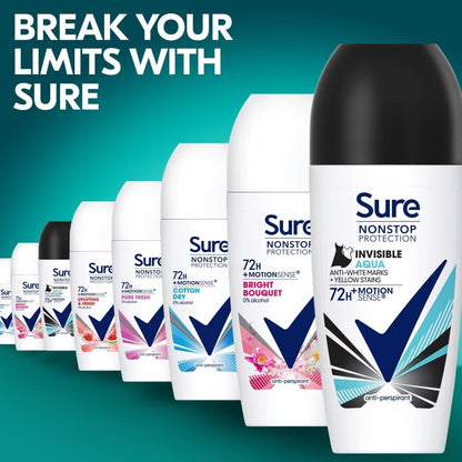 Sure Nonstop Protection 72h Invisible Aqua Anti-Perspirant Deodorant Roll-On 50ml