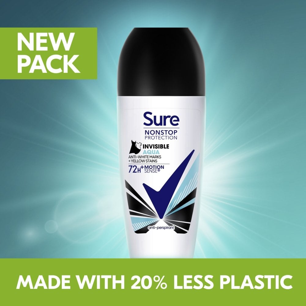 Sure Nonstop Protection 72h Invisible Aqua Anti-Perspirant Deodorant Roll-On 50ml