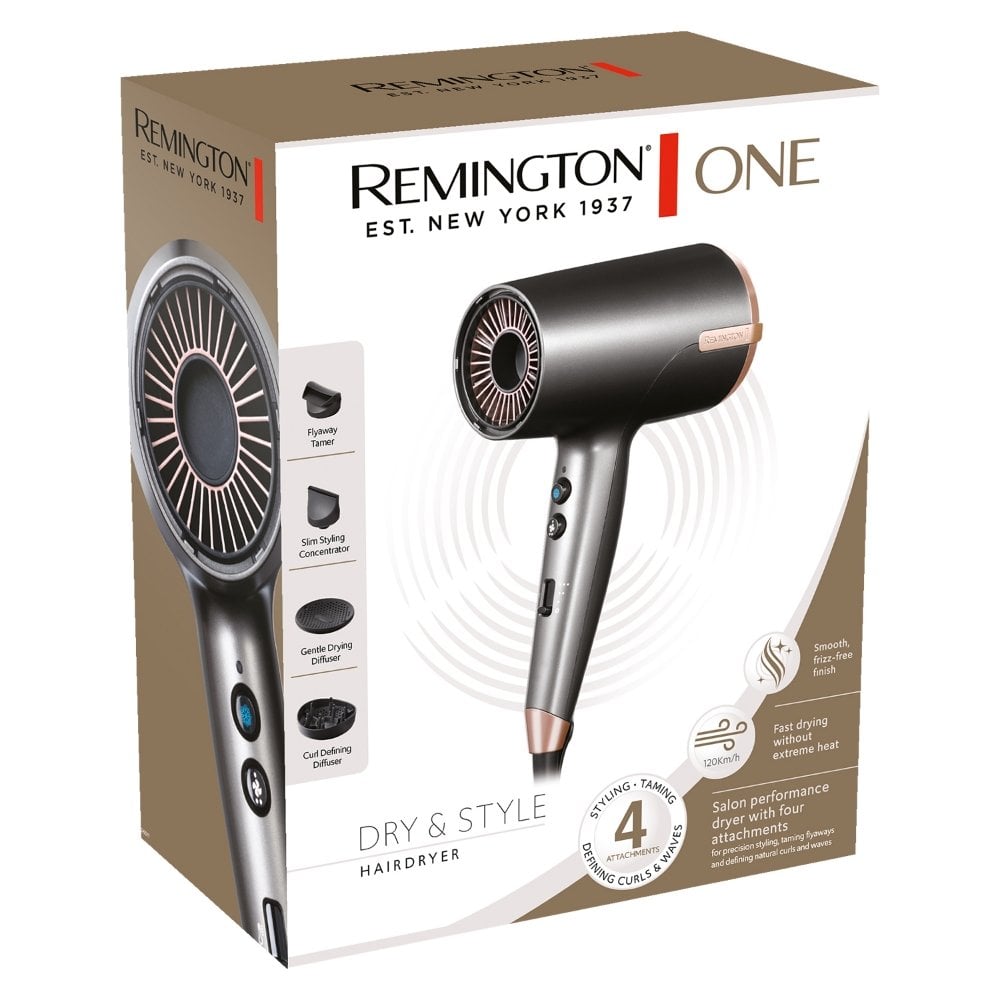 Remington ONE Dry & Style Hair Dryer with Diffuser and Flyaway Attachment D6077