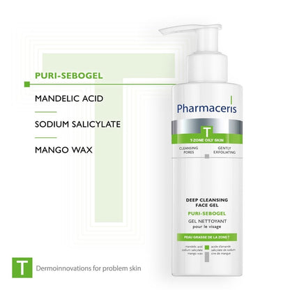 Pharmaceris T Puri-Sebogel Antibacterial Deep Cleansing Gel Face Wash 190ml