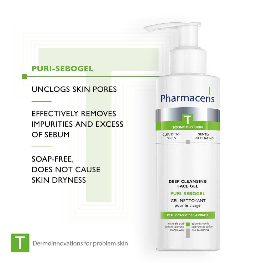 Pharmaceris T Puri-Sebogel Antibacterial Deep Cleansing Gel Face Wash 190ml