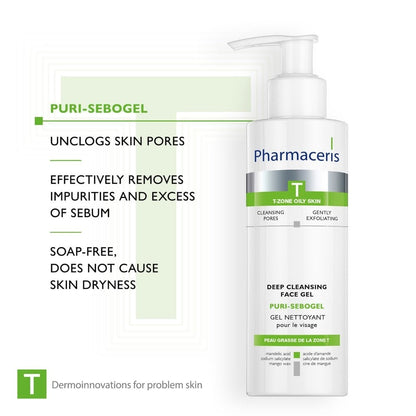 Pharmaceris T Puri-Sebogel Antibacterial Deep Cleansing Gel Face Wash 190ml