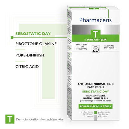 Pharmaceris T Sebostatic Day Anti-Acne Normalising Face Cream SPF20 50ml