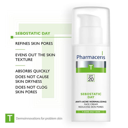 Pharmaceris T Sebostatic Day Anti-Acne Normalising Face Cream SPF20 50ml