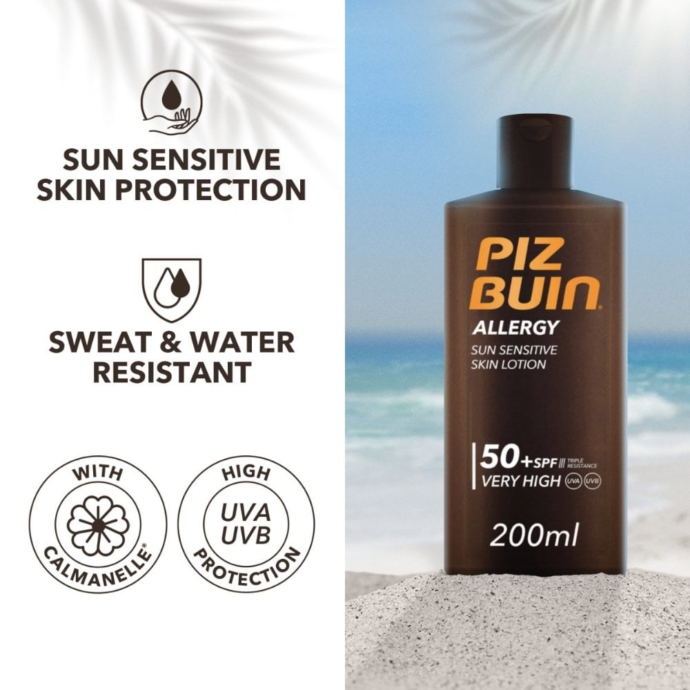 Piz Buin Allergy Sun Sensitive Skin Lotion Sunscreen SPF50+ 200ml