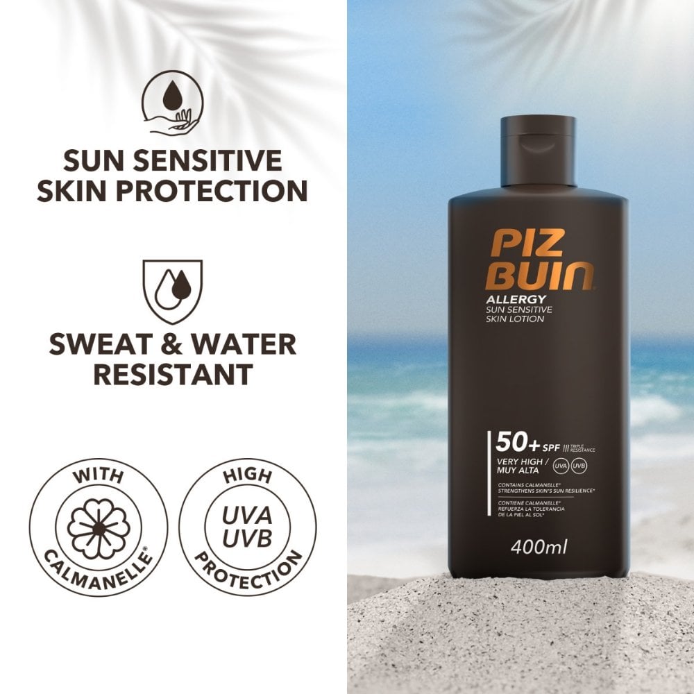 Piz Buin Allergy Sun Sensitive Skin Lotion Sunscreen SPF50+ 400ml