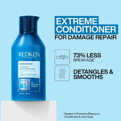 Redken Extreme Strength Repair Shampoo 300ml, Conditioner 300ml + Anti-Snap 250ml Bundle