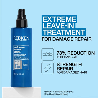 Redken Extreme Strength Repair Shampoo 300ml, Conditioner 300ml + Anti-Snap 250ml Bundle