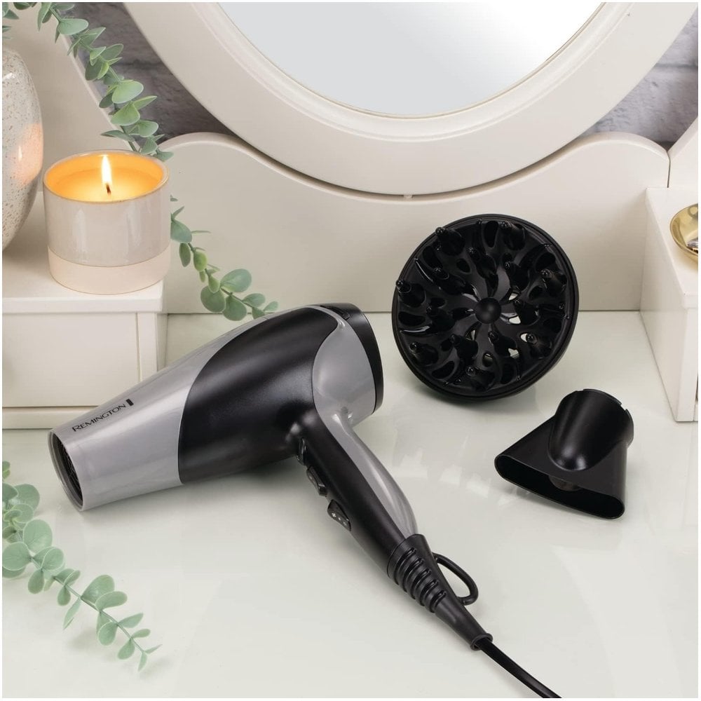 Remington Ionic Dry Hair Dryer Black/Silver 2200 D3190S