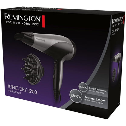 Remington Ionic Dry Hair Dryer Black/Silver 2200 D3190S