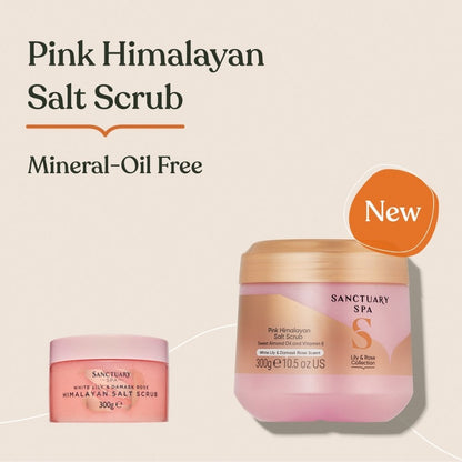 Sanctuary Spa White Lily & Damask Rose Pink Himalayan Salt Scrub 300ml