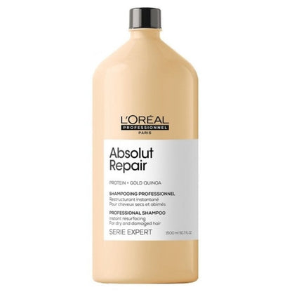 L'Oreal Professionnel Serie Expert Absolut Repair Protein + Gold Quinoa Instant Resurfacing Shampoo 1500ml, Conditioner 750ml & Mask 500ml Trio