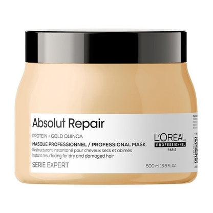 L'Oreal Professionnel Serie Expert Absolut Repair Protein + Gold Quinoa Instant Resurfacing Shampoo 1500ml, Conditioner 750ml & Mask 500ml Trio