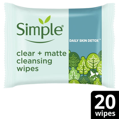 Simple Daily Skin Detox Biodegradable Matte Wipes Pack of 20