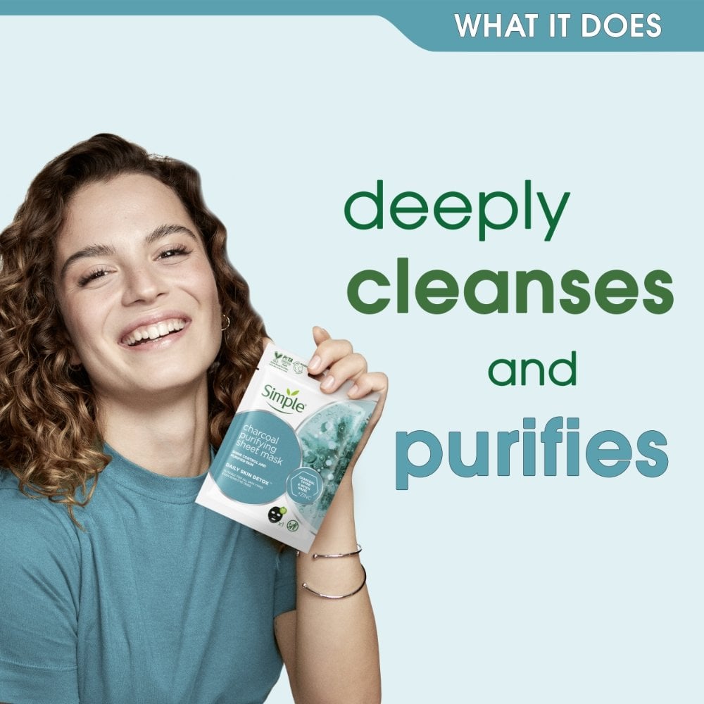 Simple Daily Skin Detox Charcoal Purifying Sheet Mask 21ml